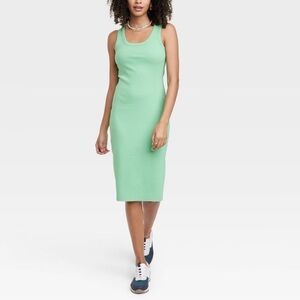 Universal Thread Green Ribbed Bodycon Midi Dress XL